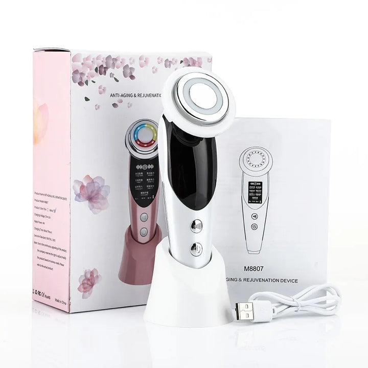 7 in 1 Face Lift Devices EMS RF Microcurrent Skin Rejuvenation Women Facial Massager Light Therapy Anti Aging Wrinkle Beauty